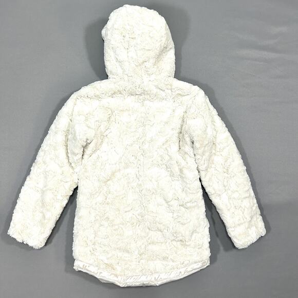 The North Face Reversible Winter Jacket Girls Hooded Soft White Coat 10/12 M - Picture 5 of 10
